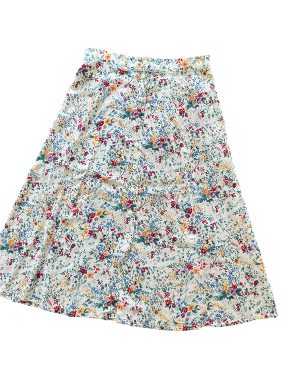 Vintage Sag Harbor Floral Button-Front Midi Skirt  Size 1X